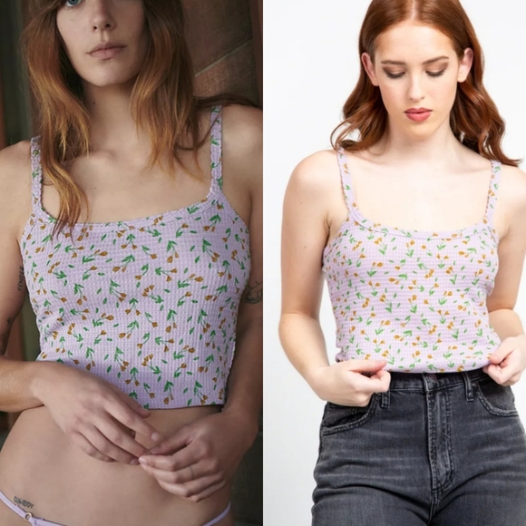 Free People Tops - NWOT Free People One of The Girls Brami  Cami  Floral Crop Top in Lilac Size M